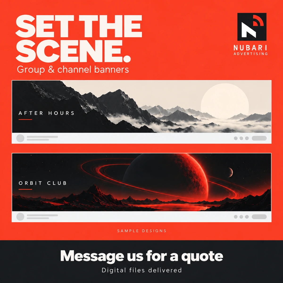 Nubari group and channel banner promotional design